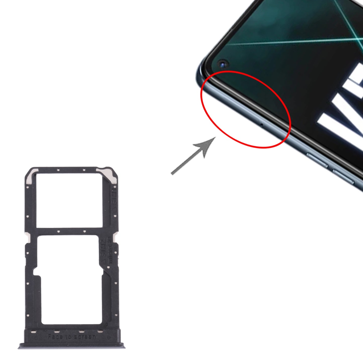 For OPPO K7X / Realme V5 / Realme Q2 PERM00 SIM Card Tray + SIM Card Tray / Micro SD Card Tray (Black)