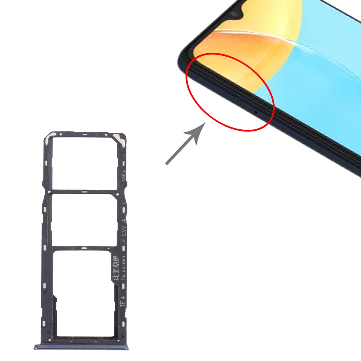 For OPPO A35 CPH2179  SIM Card Tray + SIM Card Tray + Micro SD Card Tray (Black)