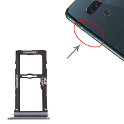 Nano SIM Card Tray + Nano SIM Card Tray / Micro SD Card Tray for LG G8S ThinQ LMG810, LM-G810, LMG810EAW (Black)