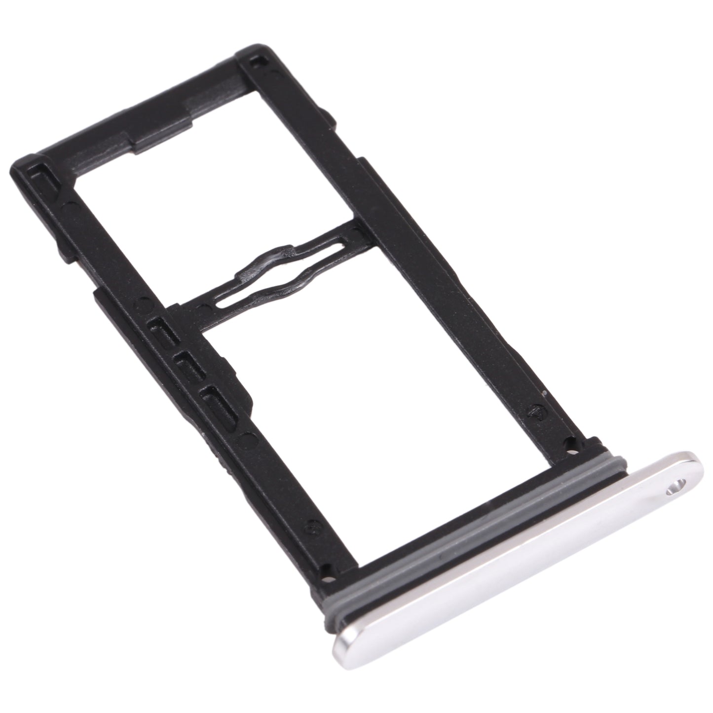 Nano SIM Card Tray + Nano SIM Card Tray / Micro SD Card Tray for LG G8S ThinQ LMG810, LM-G810, LMG810EAW (Silver)