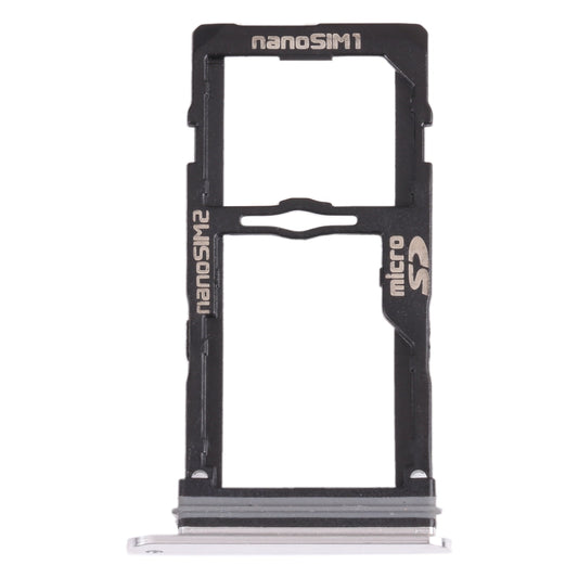 Nano SIM Card Tray + Nano SIM Card Tray / Micro SD Card Tray for LG G8S ThinQ LMG810, LM-G810, LMG810EAW (Silver)