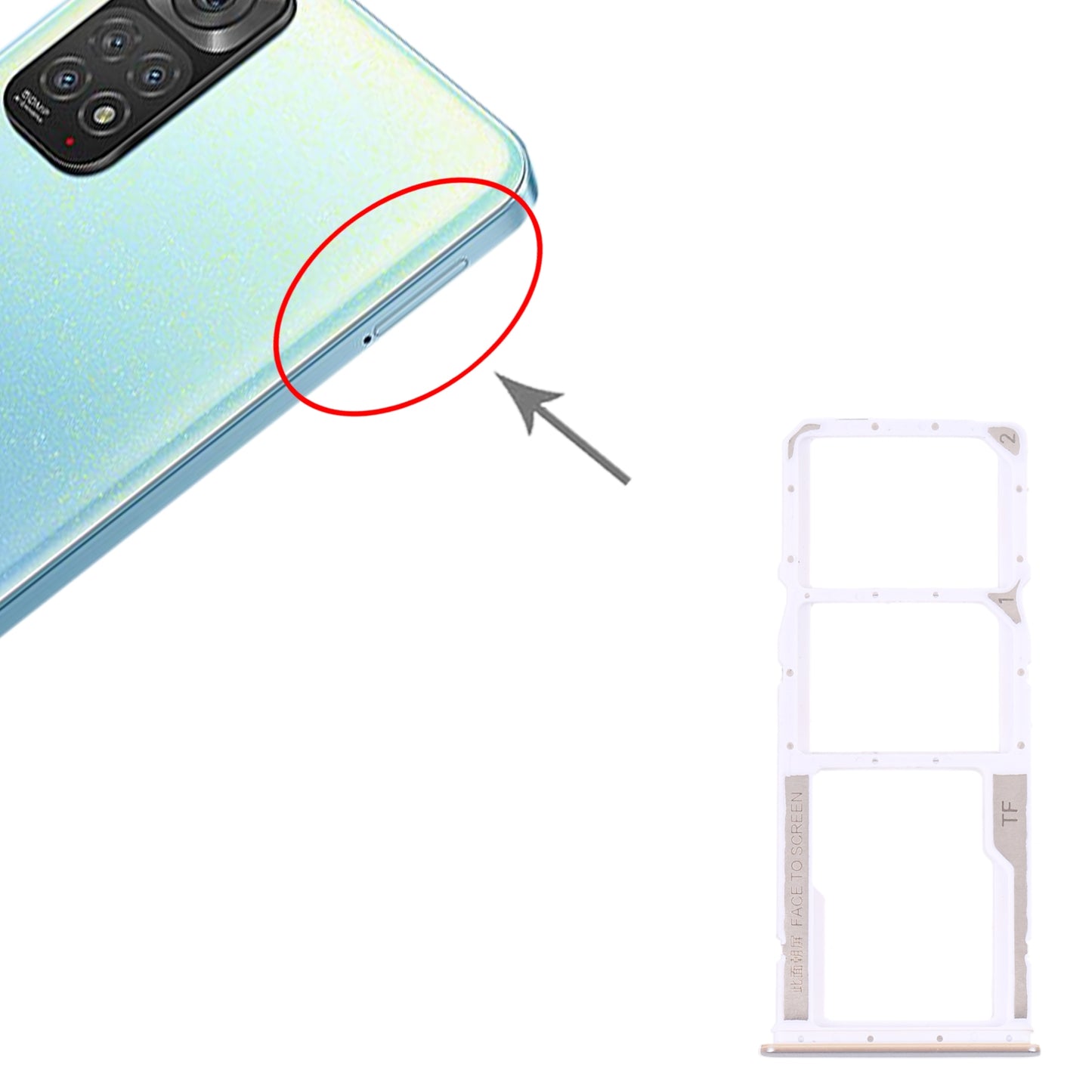 SIM Card Tray + SIM Card Tray + Micro SD card tray for Xiaomi Redmi Note 11 4G / Redmi Note 11S 4G(White)