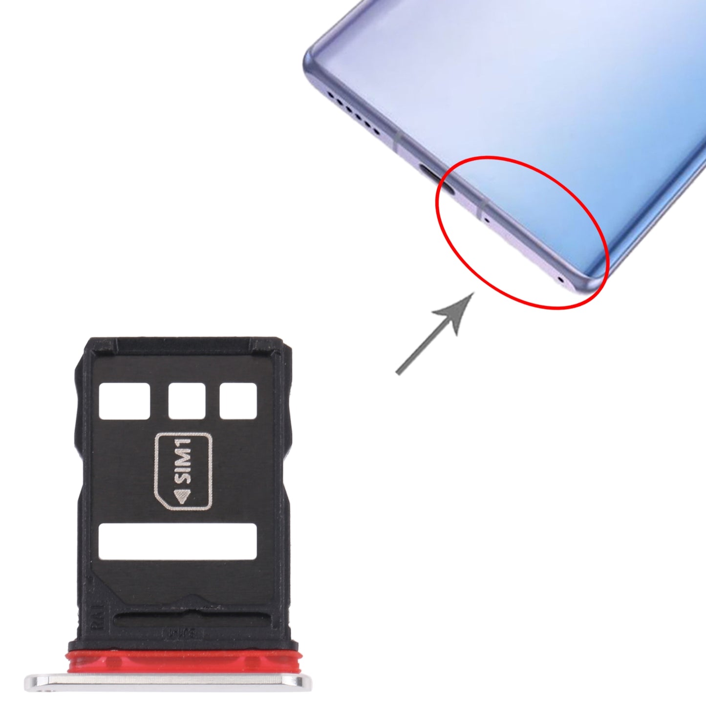 SIM Card Tray + NM Card Tray for Huawei Mate 40E 5G (Silver)