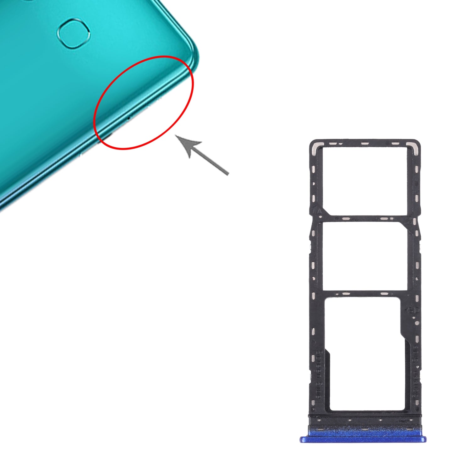 For Infinix Hot 10 Lite X657B SIM Card Tray + SIM Card Tray + Micro SD Card Tray (Blue)