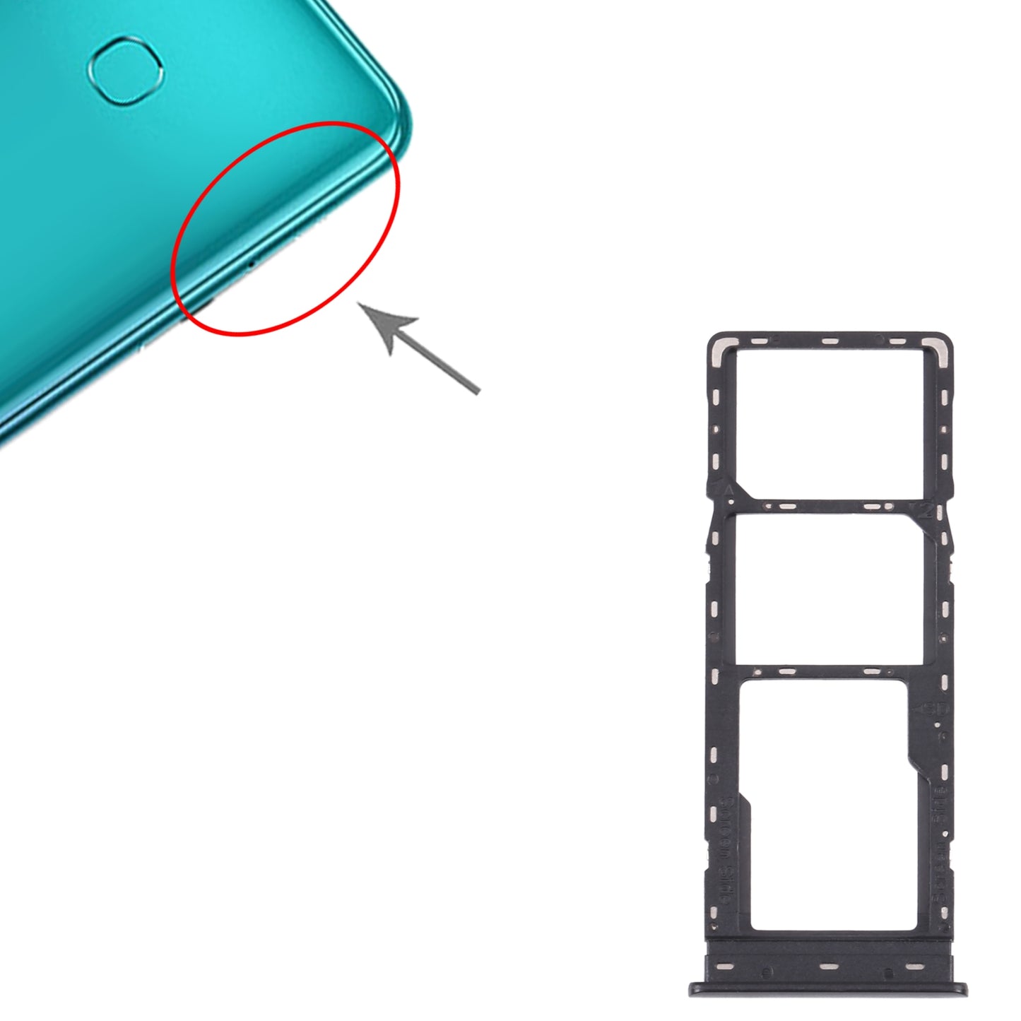 For Tecno Spark 5 Air/Spark 5 Pro/Spark 5 SIM Card Tray + SIM Card Tray + Micro SD Card Tray (Black)