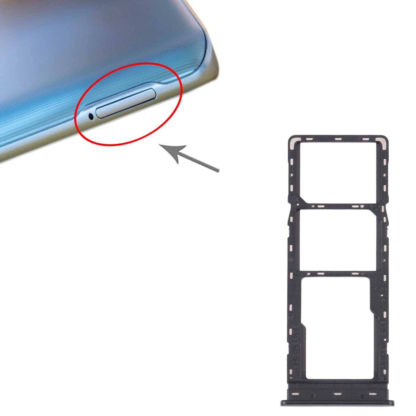 For Tecno Camon 17 Pro CG8 CG8H SIM Card Tray + SIM Card Tray + Micro SD Card Tray (Black)
