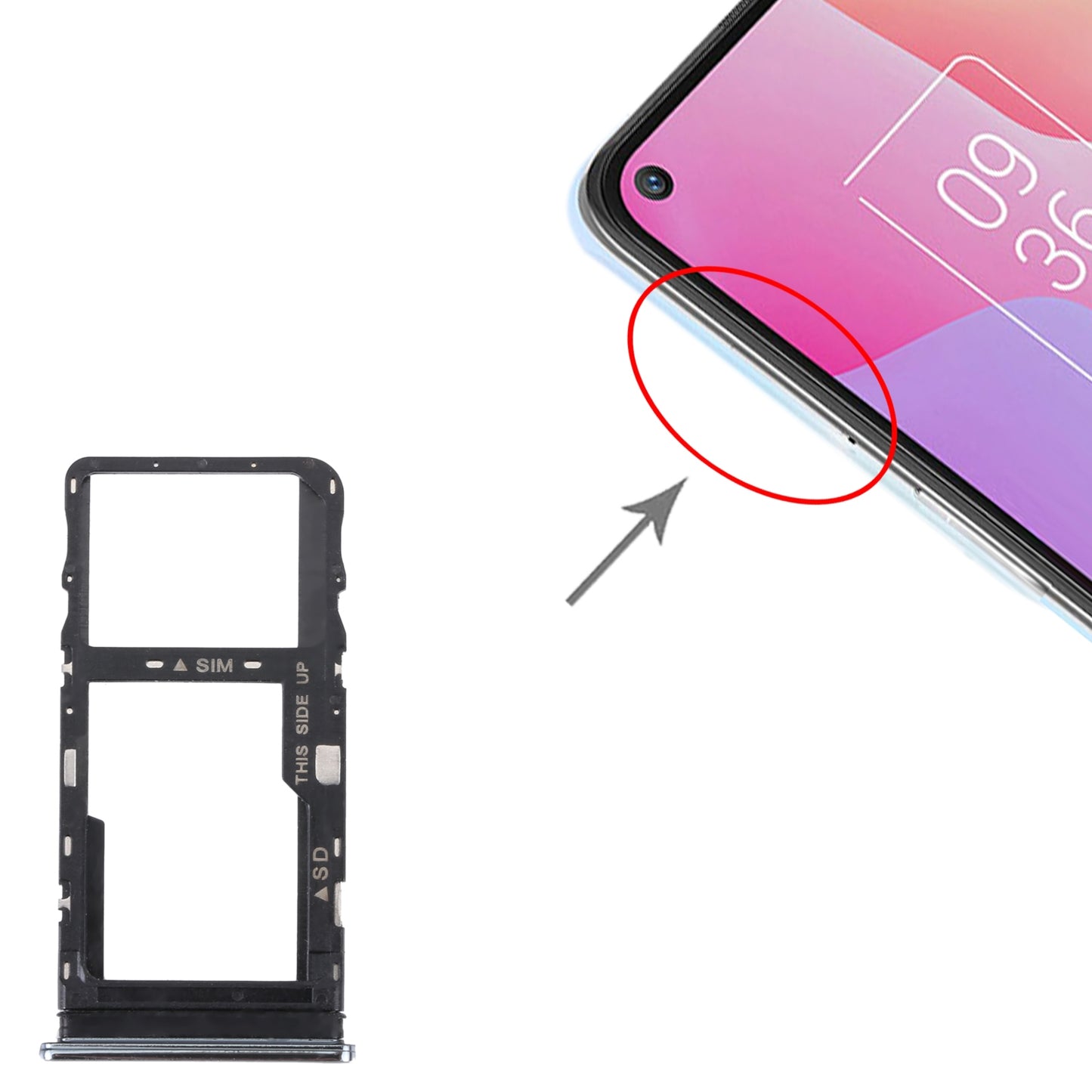 Original SIM Card Tray + Micro SD Card Tray for TCL 10L/10 Lite T770H T770B(Silver)