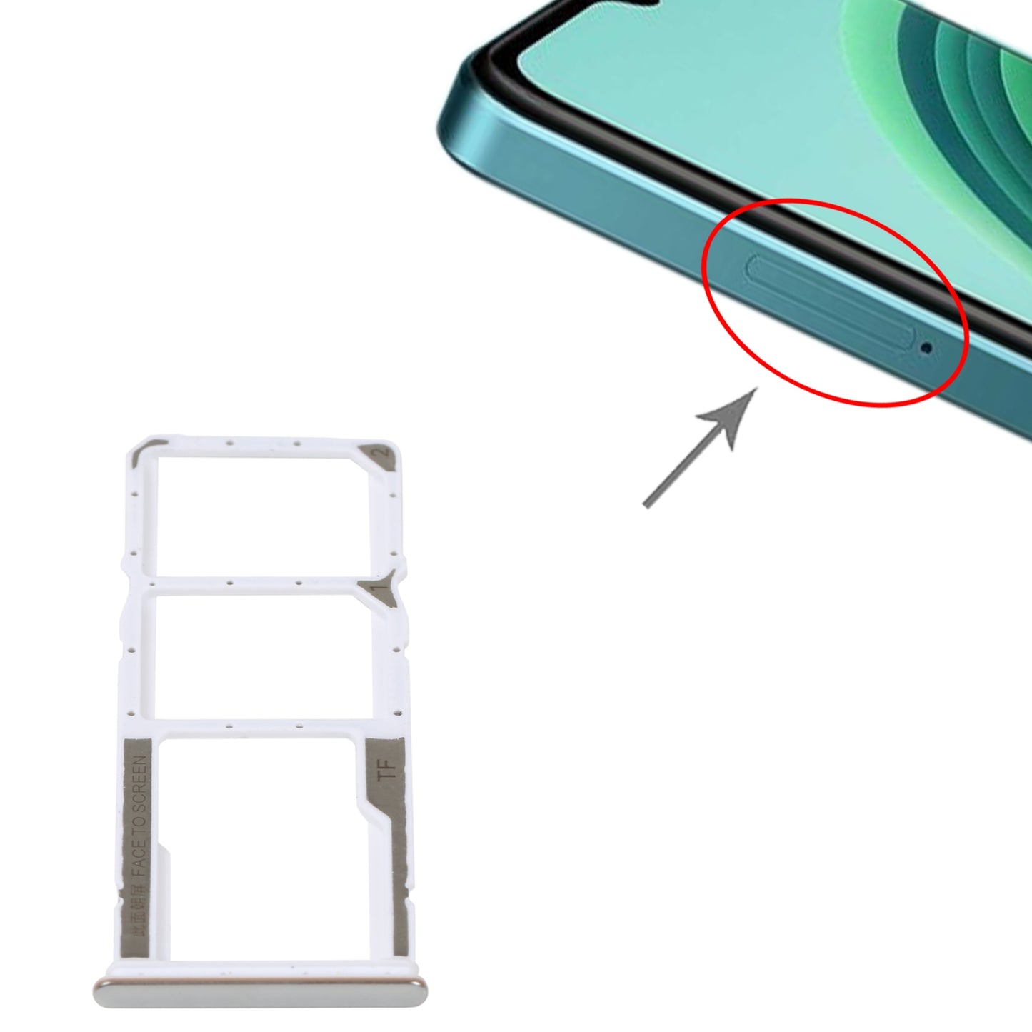 SIM Card Tray + SIM Card Tray + Micro SD Card Tray For Xiaomi Redmi Note 11E (Silver)