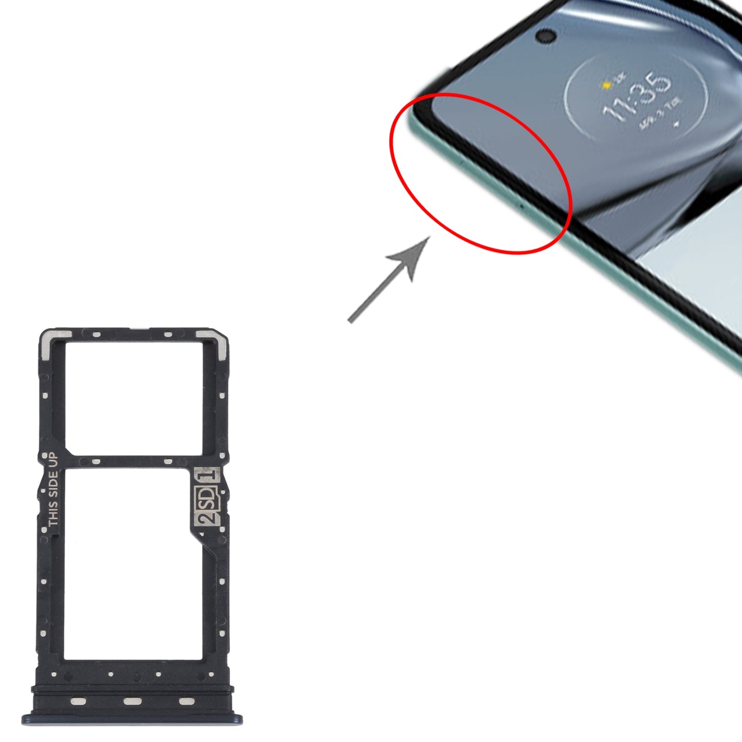 For Motorola Moto G62 5G / Moto G62 India SIM Card Tray + SIM / Micro SD Card Tray(Black)