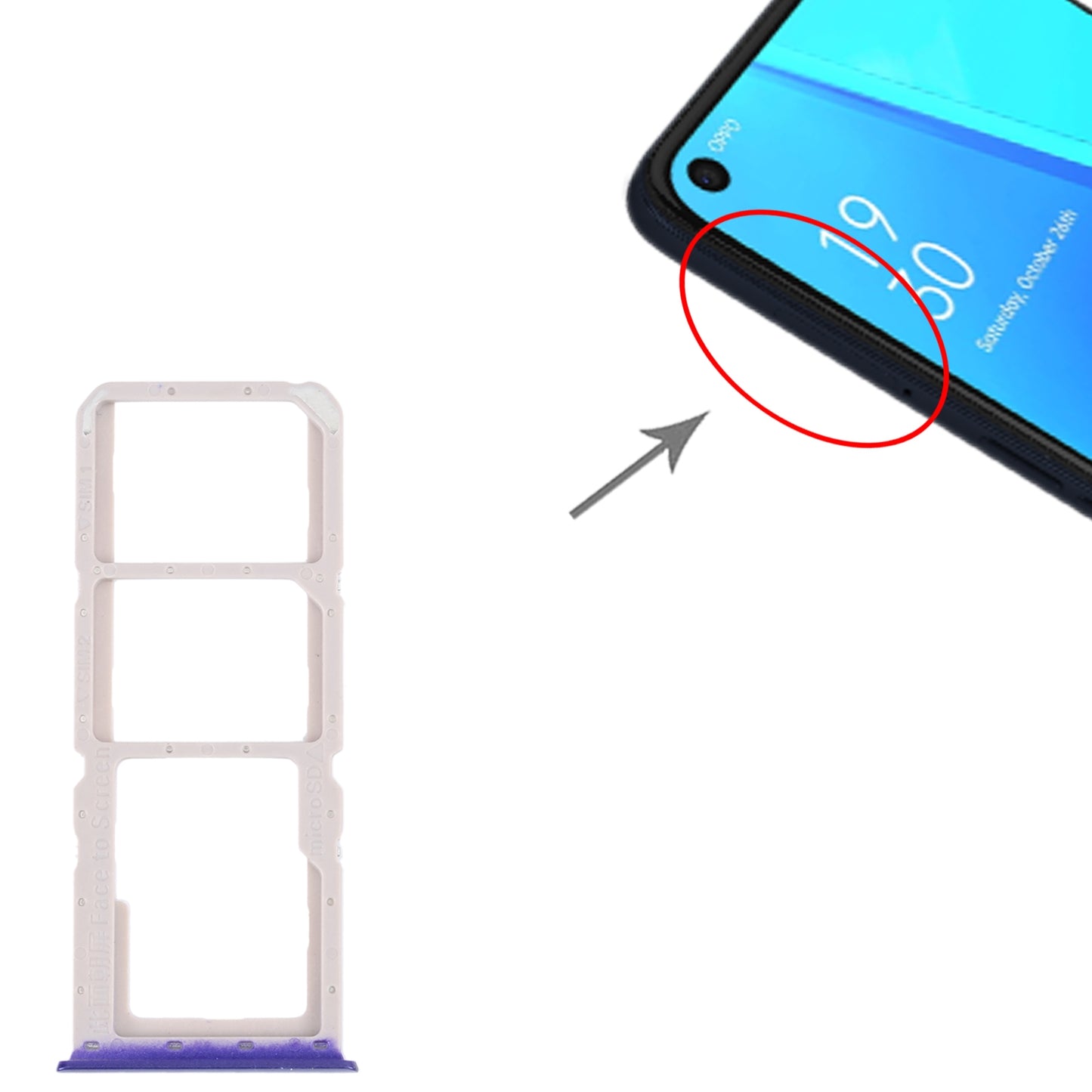 For OPPO A52 4G SIM Card Tray + SIM Card Tray + Micro SD Card Tray (Blue)
