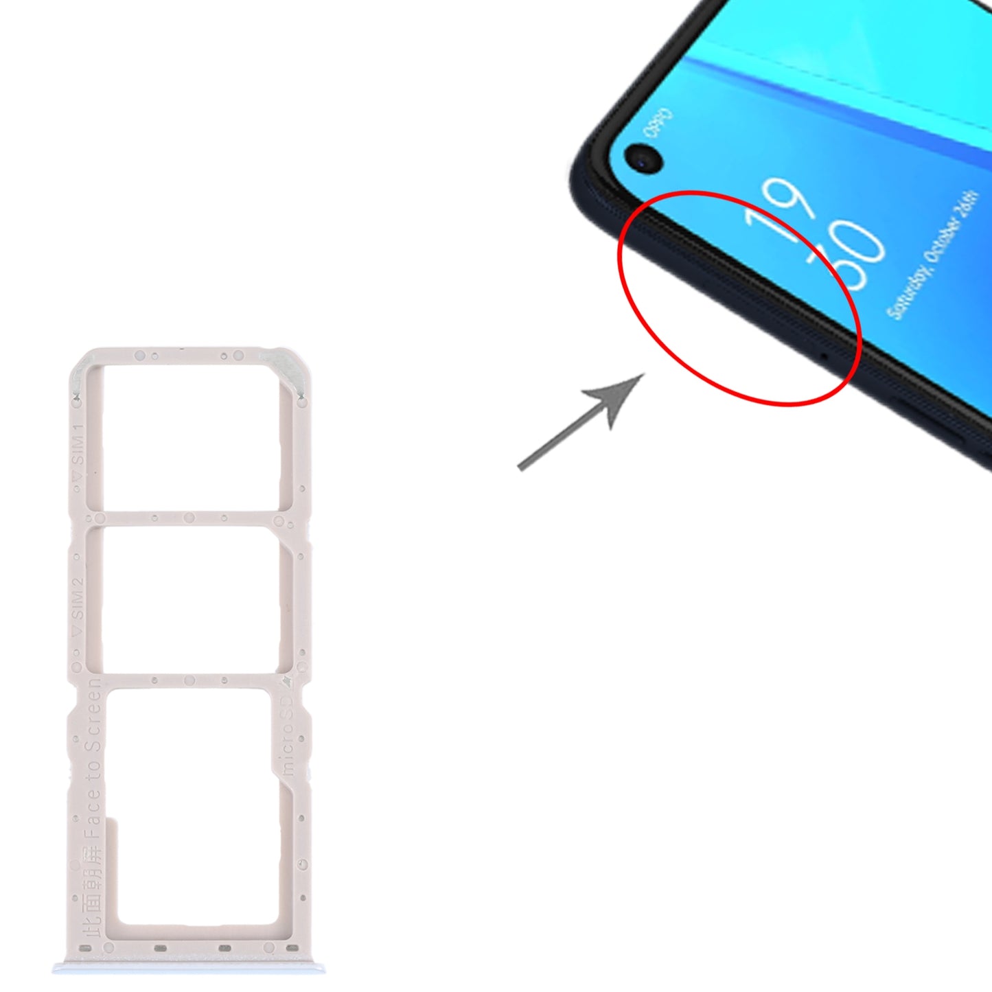 For OPPO A52 4G SIM Card Tray + SIM Card Tray + Micro SD Card Tray (White)