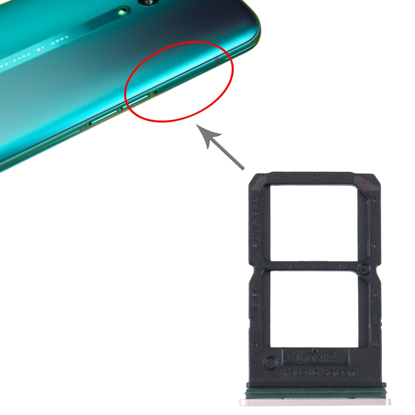 For OPPO Reno SIM Card Tray + SIM / Micro SD Card Tray (Gold)
