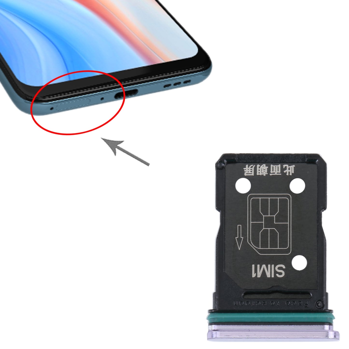 For OPPO Reno4 5G SIM Card Tray + SIM Card Tray (Purple)