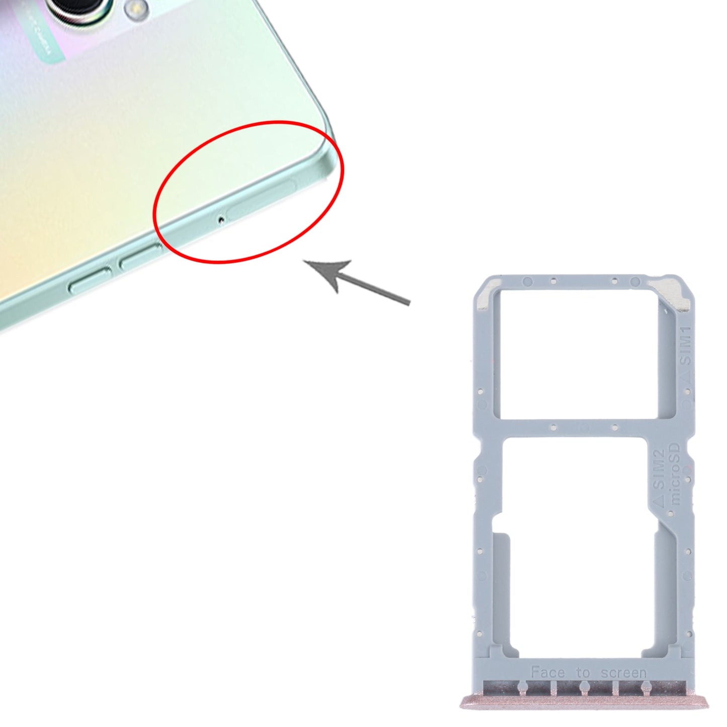 For OPPO A96 China SIM Card Tray + SIM / Micro SD Card Tray (Pink)