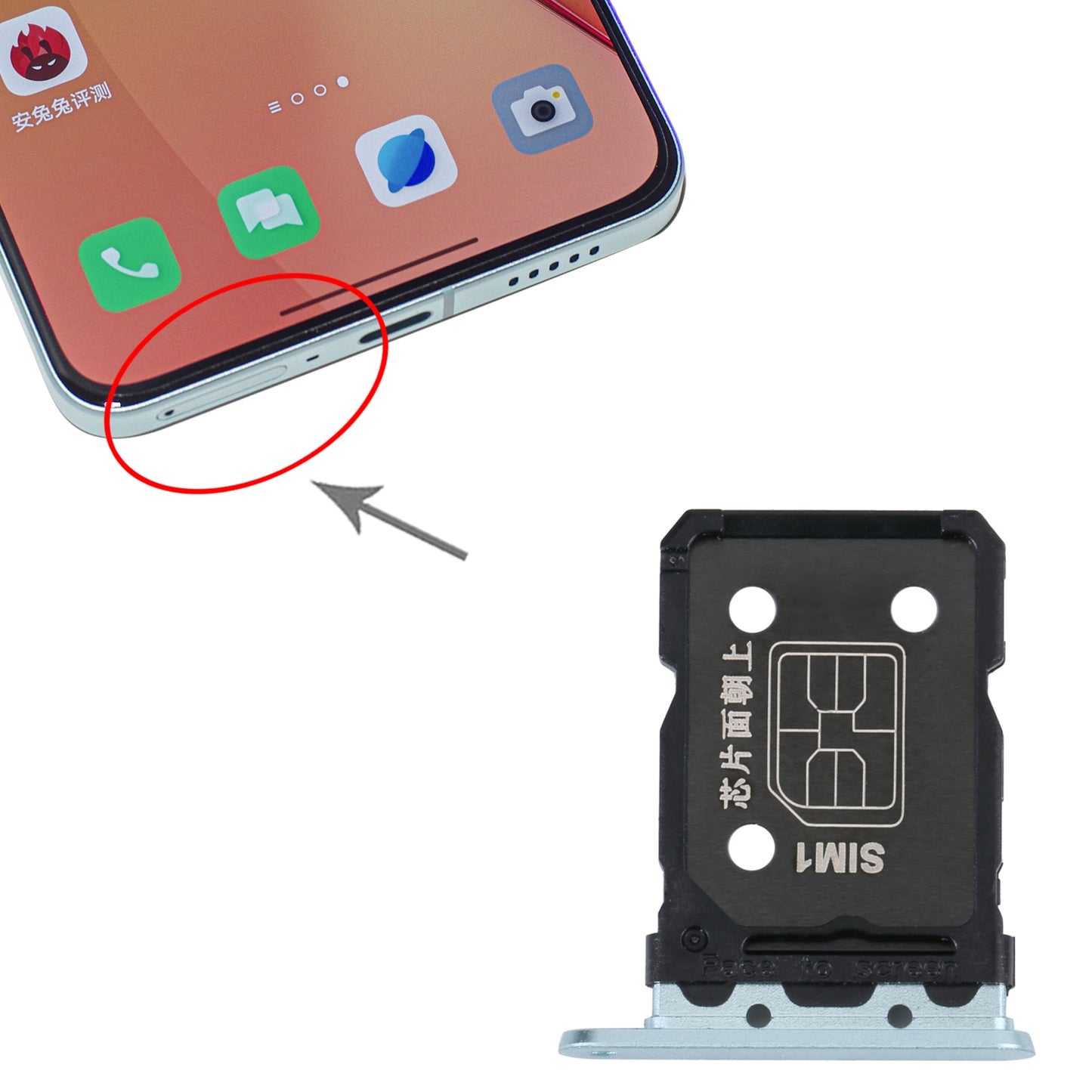 For OPPO Reno8 Pro+ / Reno8 Pro 5G / Reno8 Pro China SIM Card Tray + SIM Card Tray (Green)