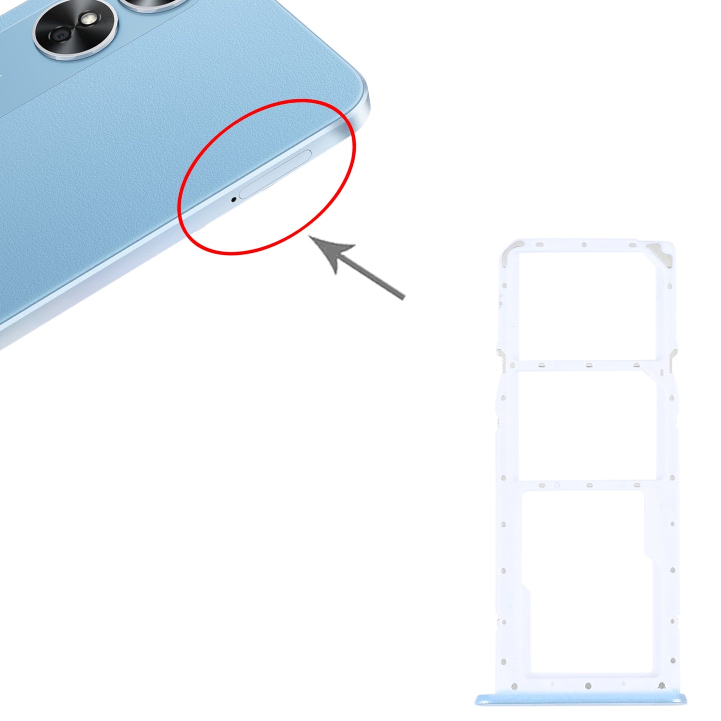 For OPPO A17 SIM Card Tray + SIM Card Tray + Micro SD Card Tray (Blue)