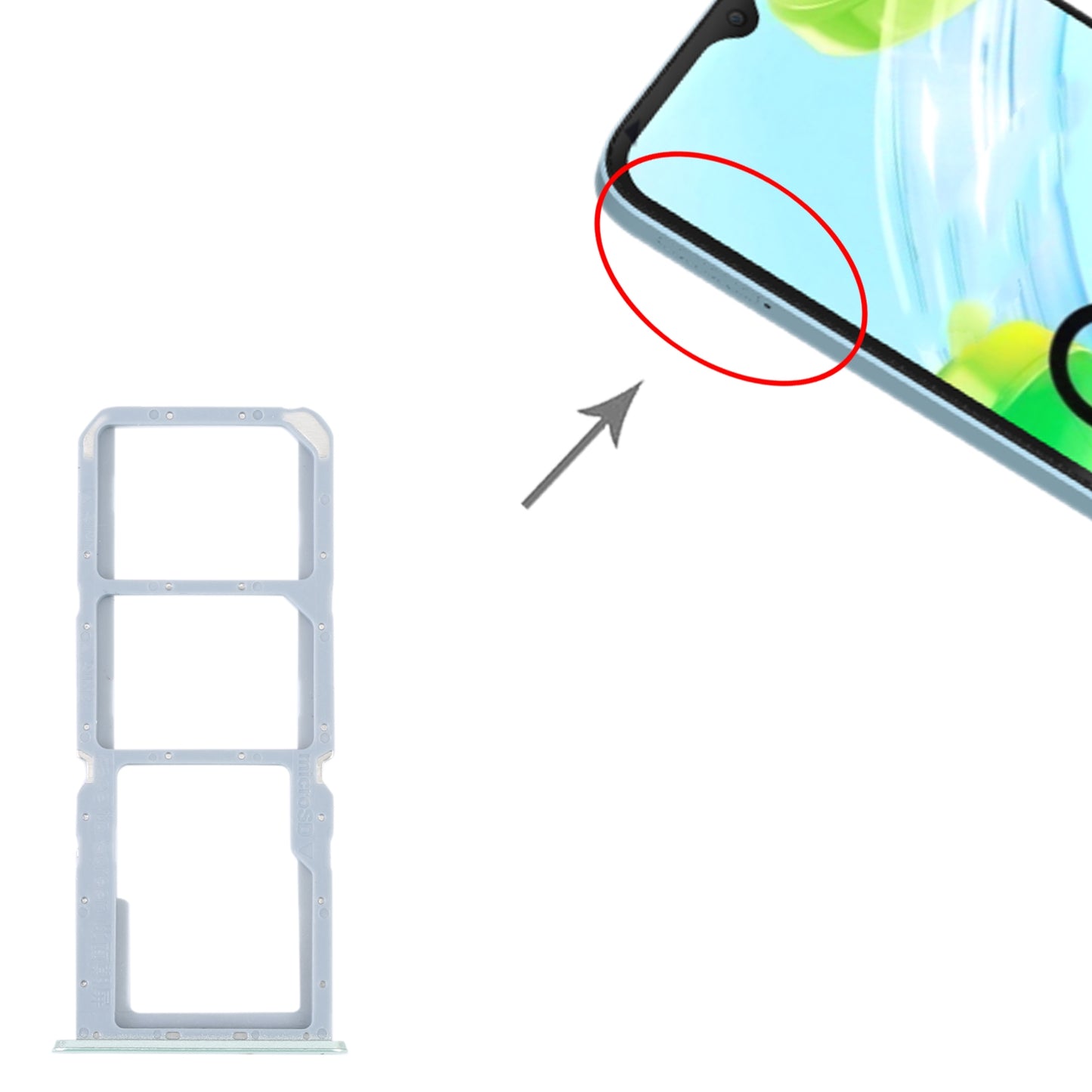 For Realme C30 SIM Card Tray + SIM Card Tray + Micro SD Card Tray (Green)