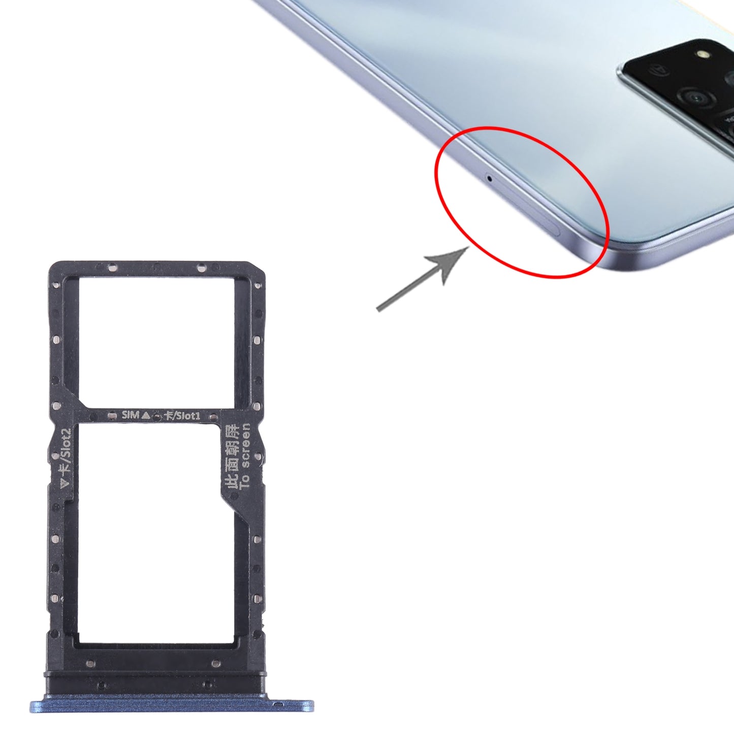 For Honor Play 20A SIM + SIM / Micro SD Card Tray (Blue)