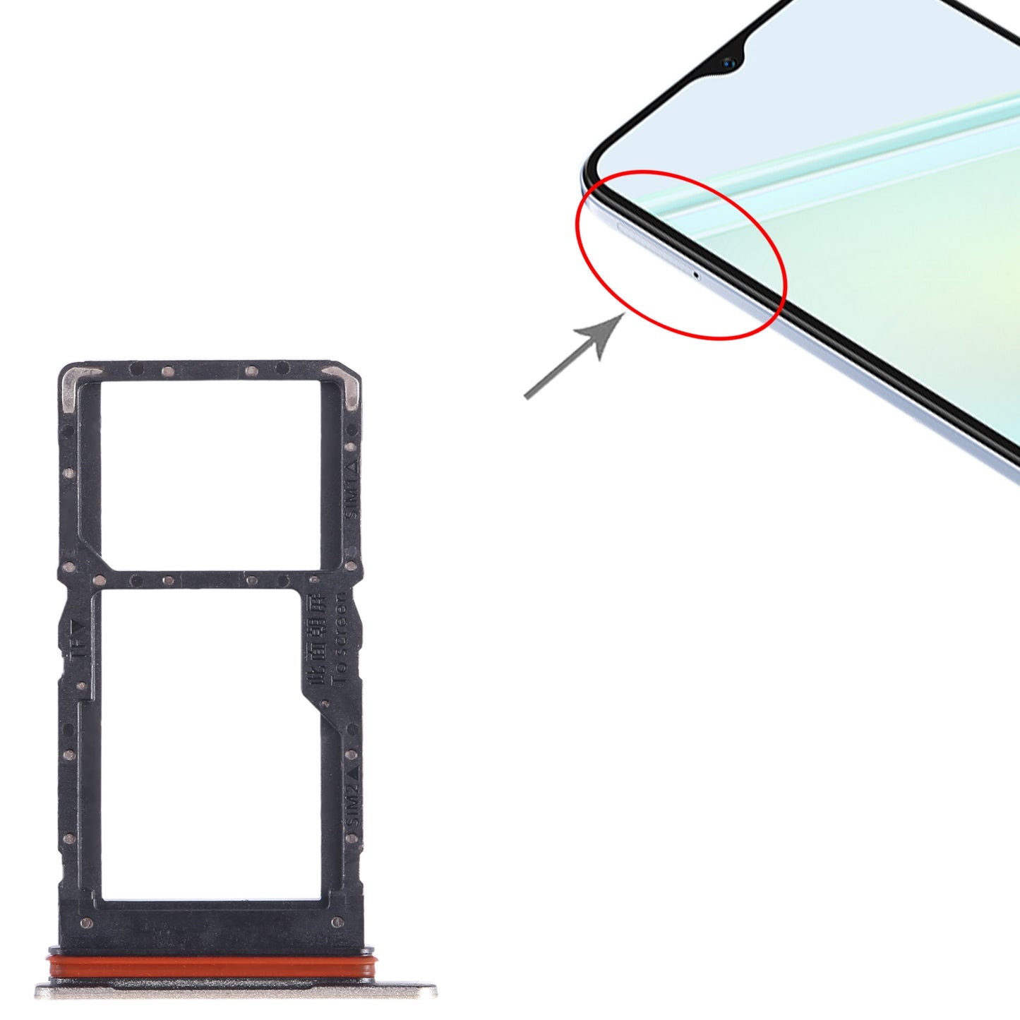 For Honor Play6C SIM + SIM / Micro SD Card Tray (Gold)