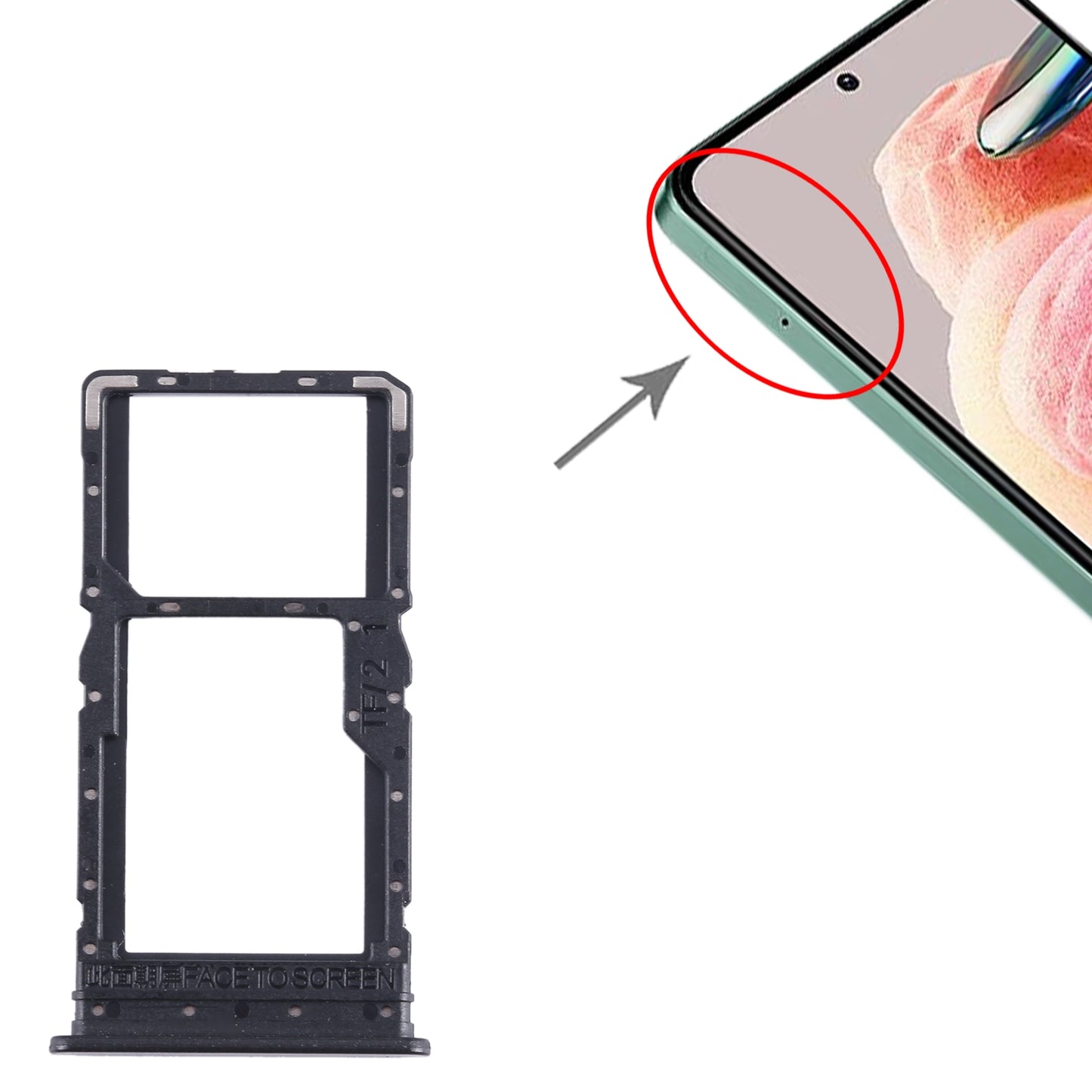 For Xiaomi Redmi Note 12R SIM Card Tray + SIM Card Tray / Micro SD Card Tray (Black)
