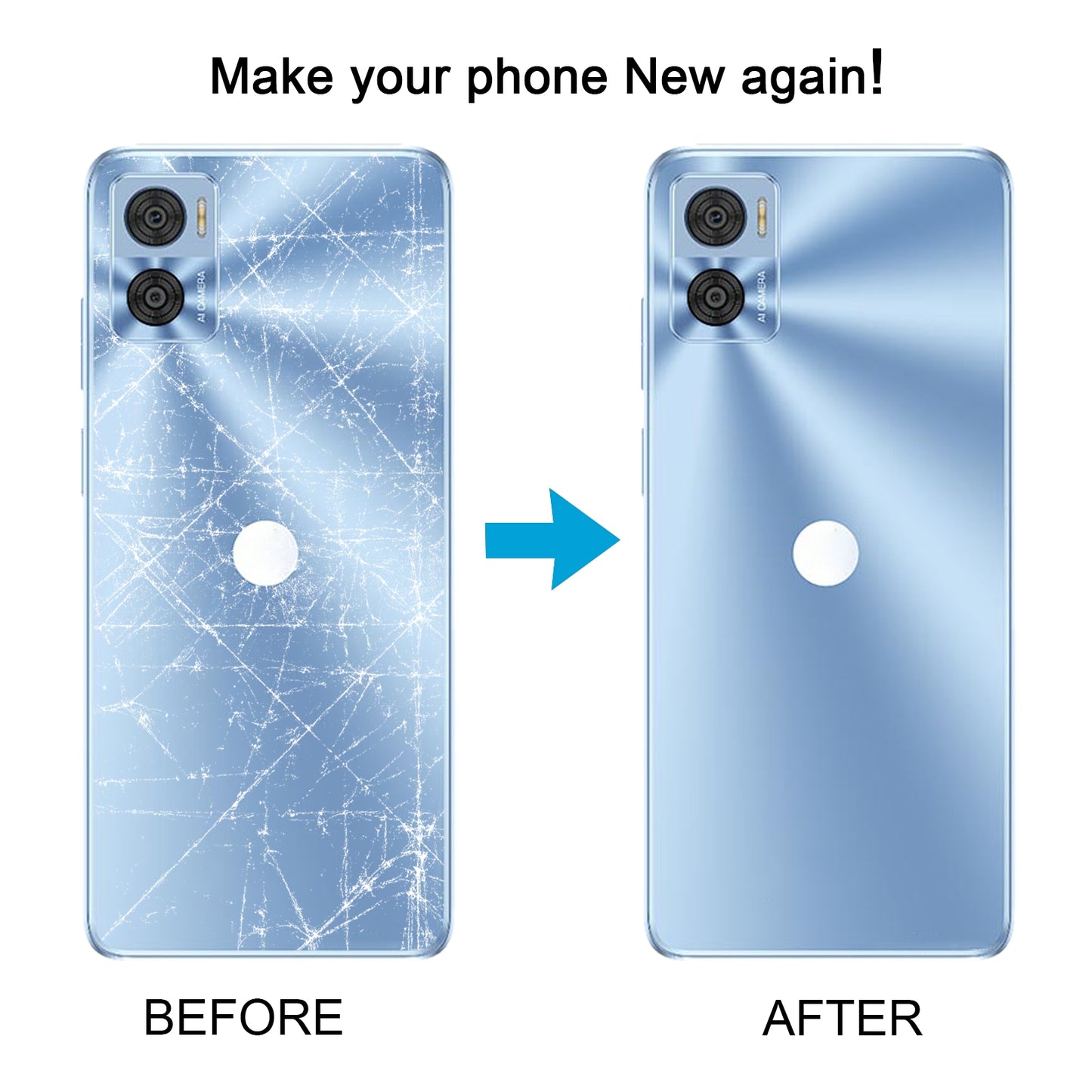 For Motorola Moto E22 Original Battery Back Cover(Light Blue)