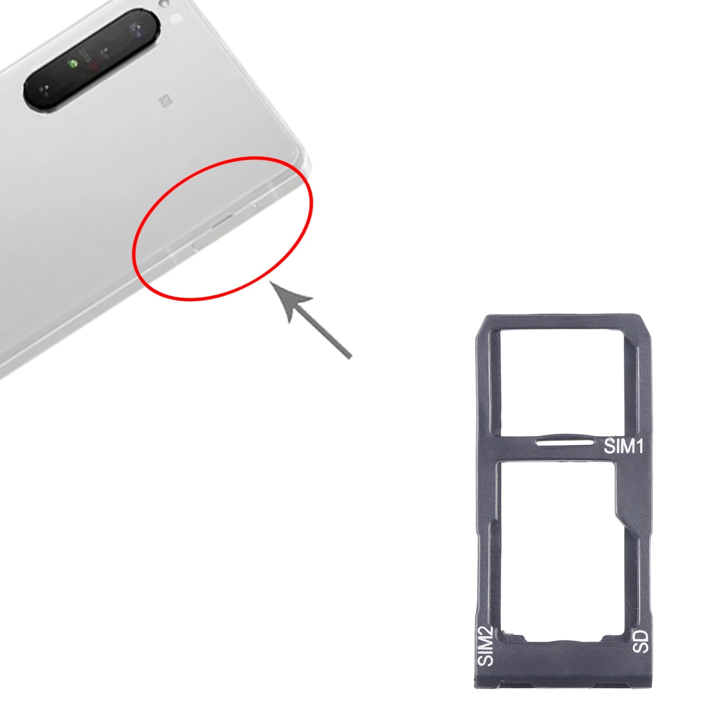 For Sony Xperia 5 II Original SIM Card Tray + SIM / Micro SD Card Tray (Black)