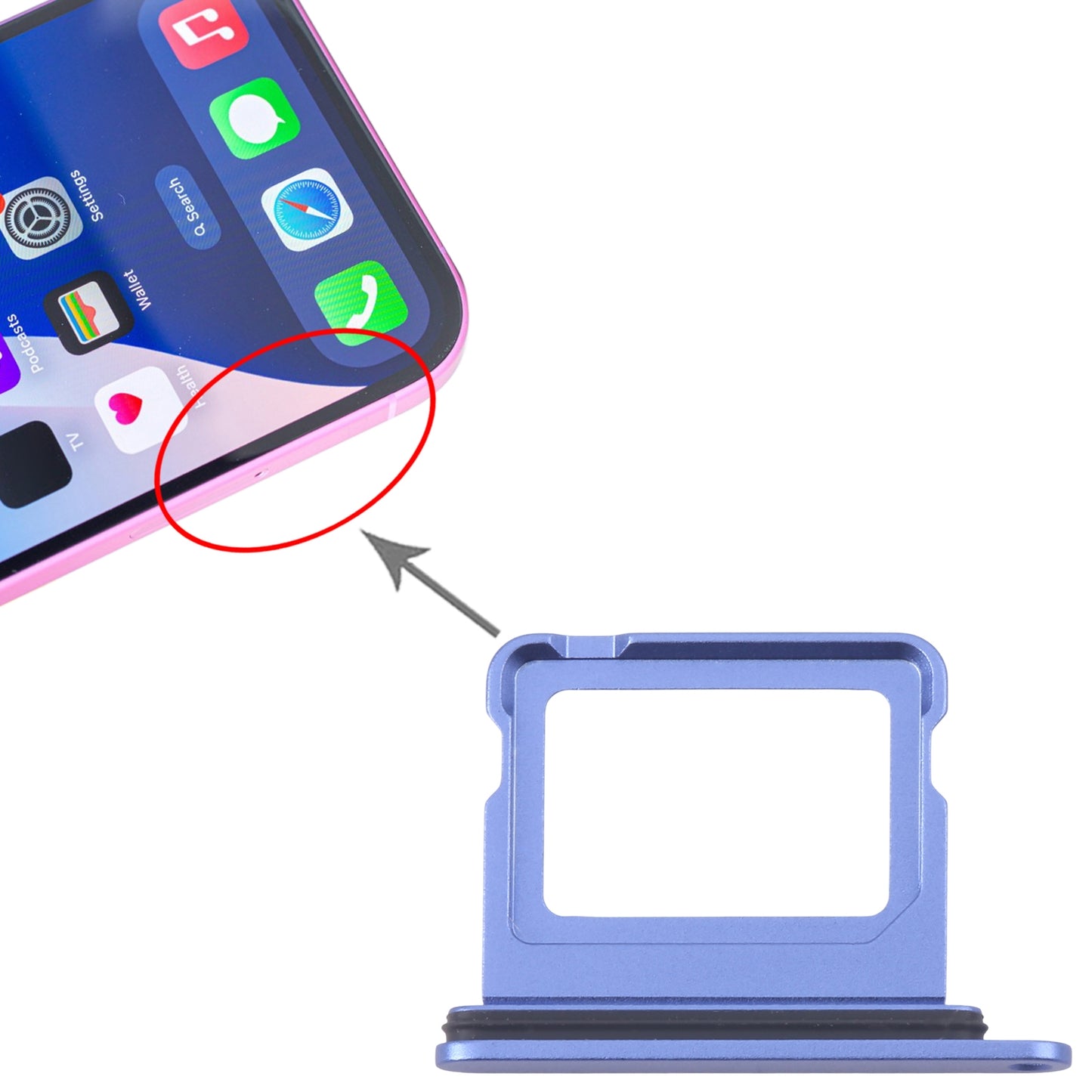 For iPhone 16 SIM + SIM Card Tray (Blue)