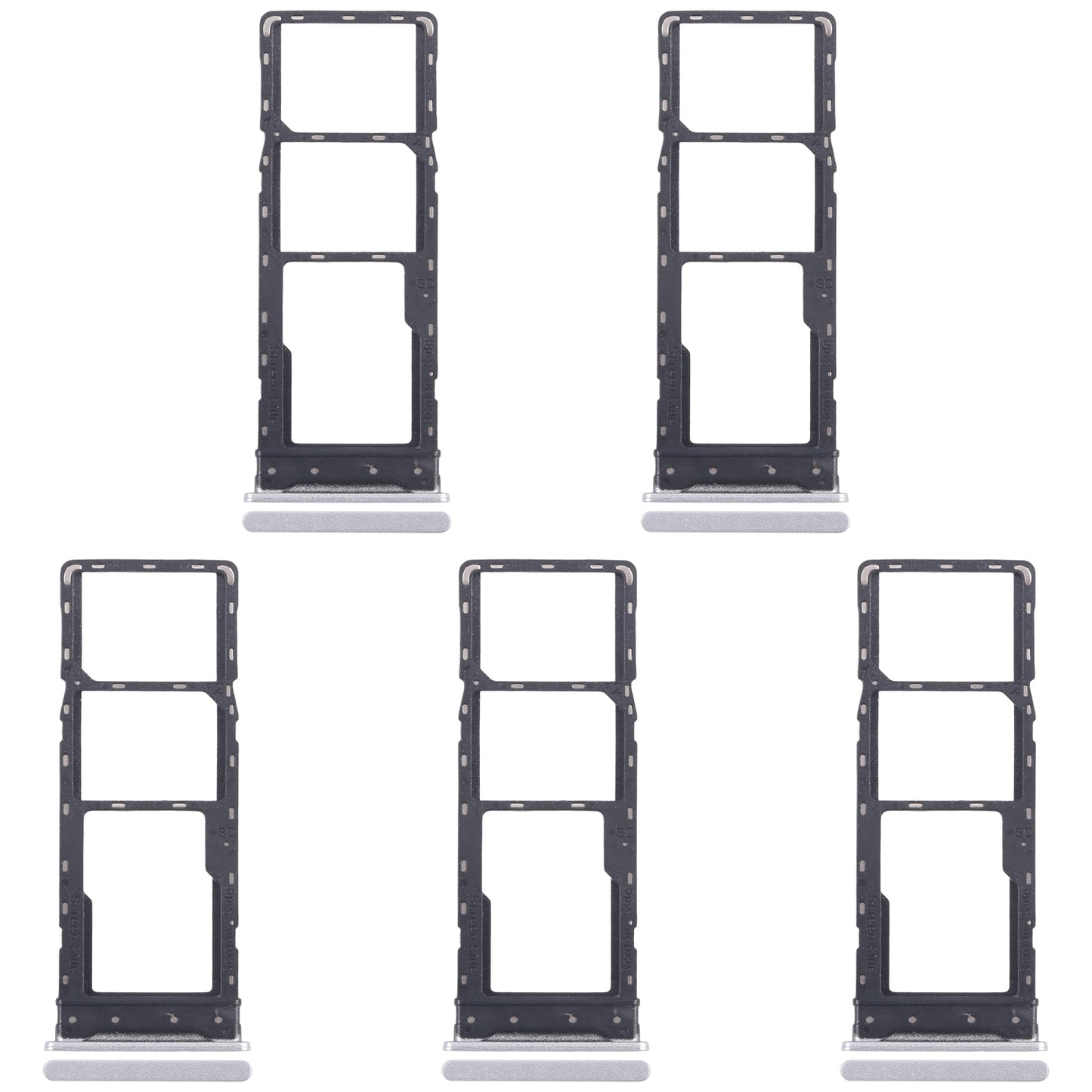 For Infinix Hot 30 Play NFC X6835 5pcs SIM Card Tray + SIM Card Tray + Micro SD Card Tray (Silver)