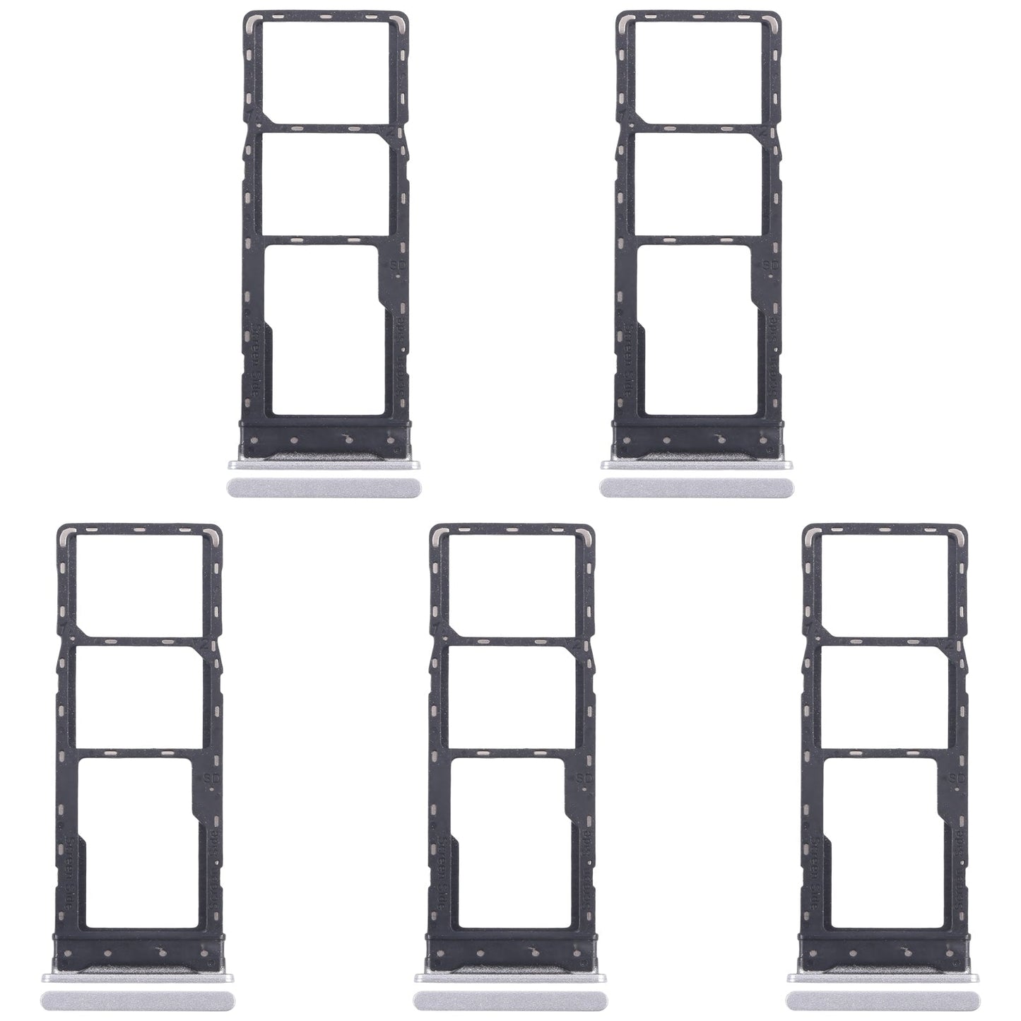 For Infinix Hot 30 Play NFC X6835 5pcs SIM Card Tray + SIM Card Tray + Micro SD Card Tray (Silver)