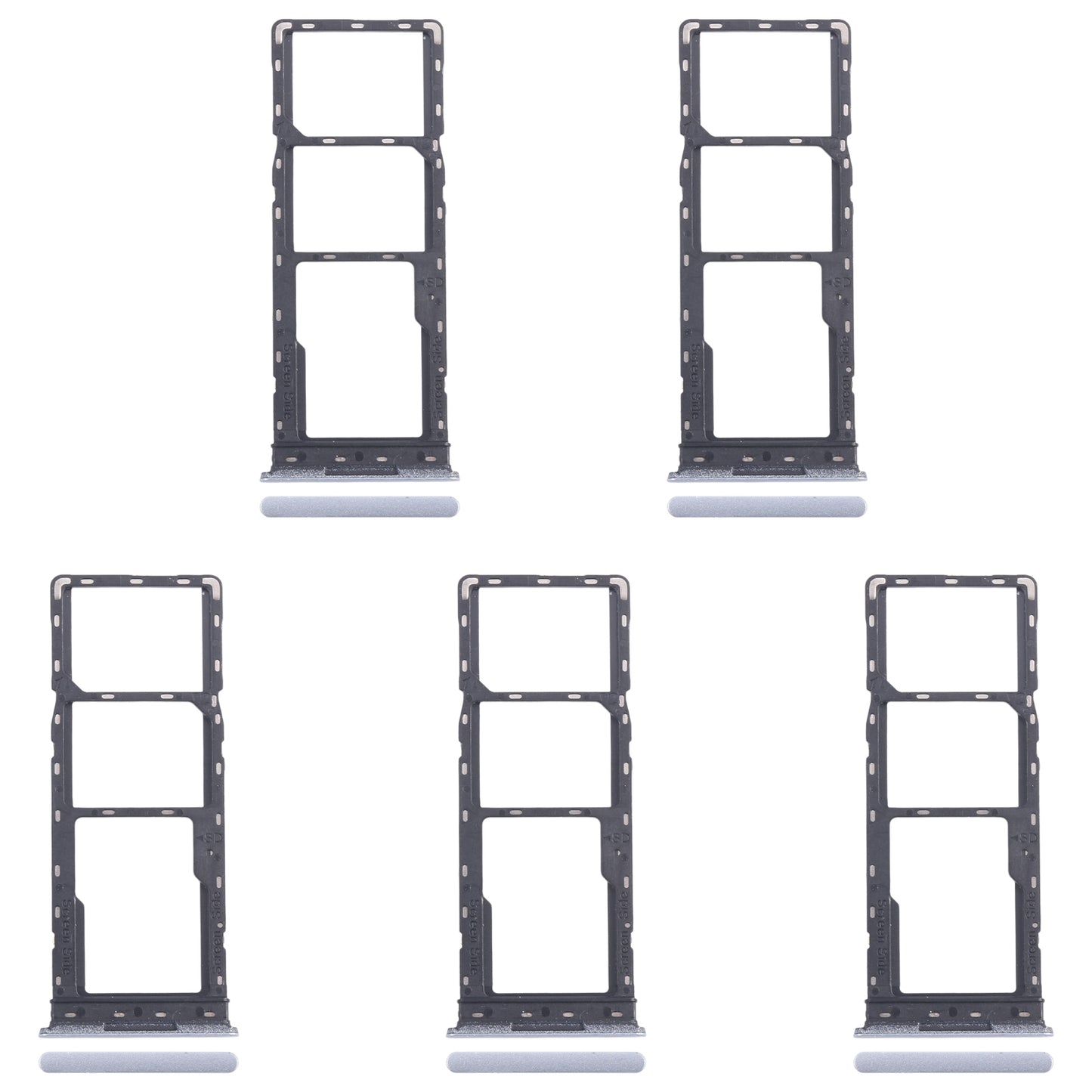 For Infinix Smart 8 X6525 5pcs SIM Card Tray + SIM Card Tray + Micro SD Card Tray (Silver)