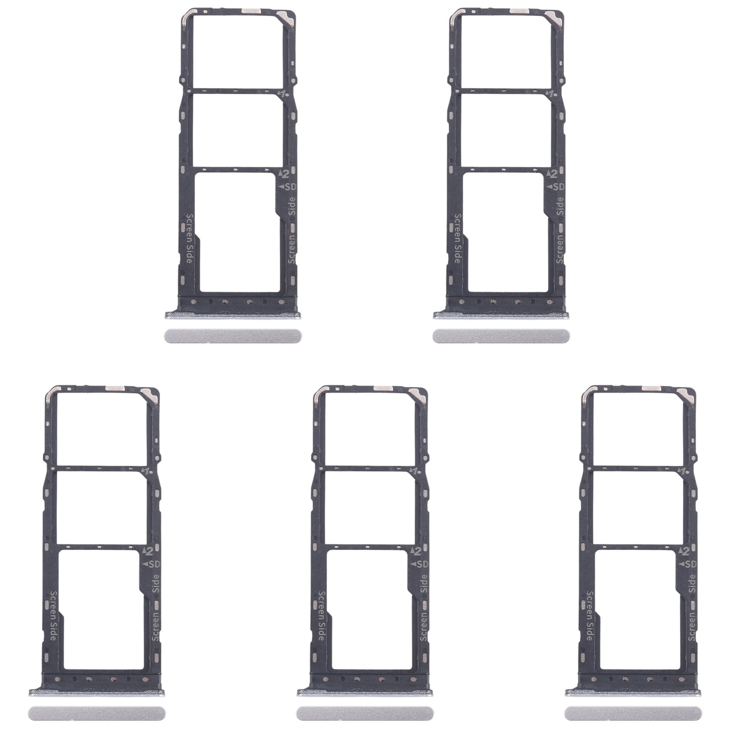 For Infinix Smart 8 Plus X6526 5pcs SIM Card Tray + SIM Card Tray + Micro SD Card Tray (Silver)