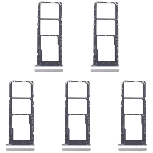 For Infinix Smart 8 Plus X6526 5pcs SIM Card Tray + SIM Card Tray + Micro SD Card Tray (Silver)