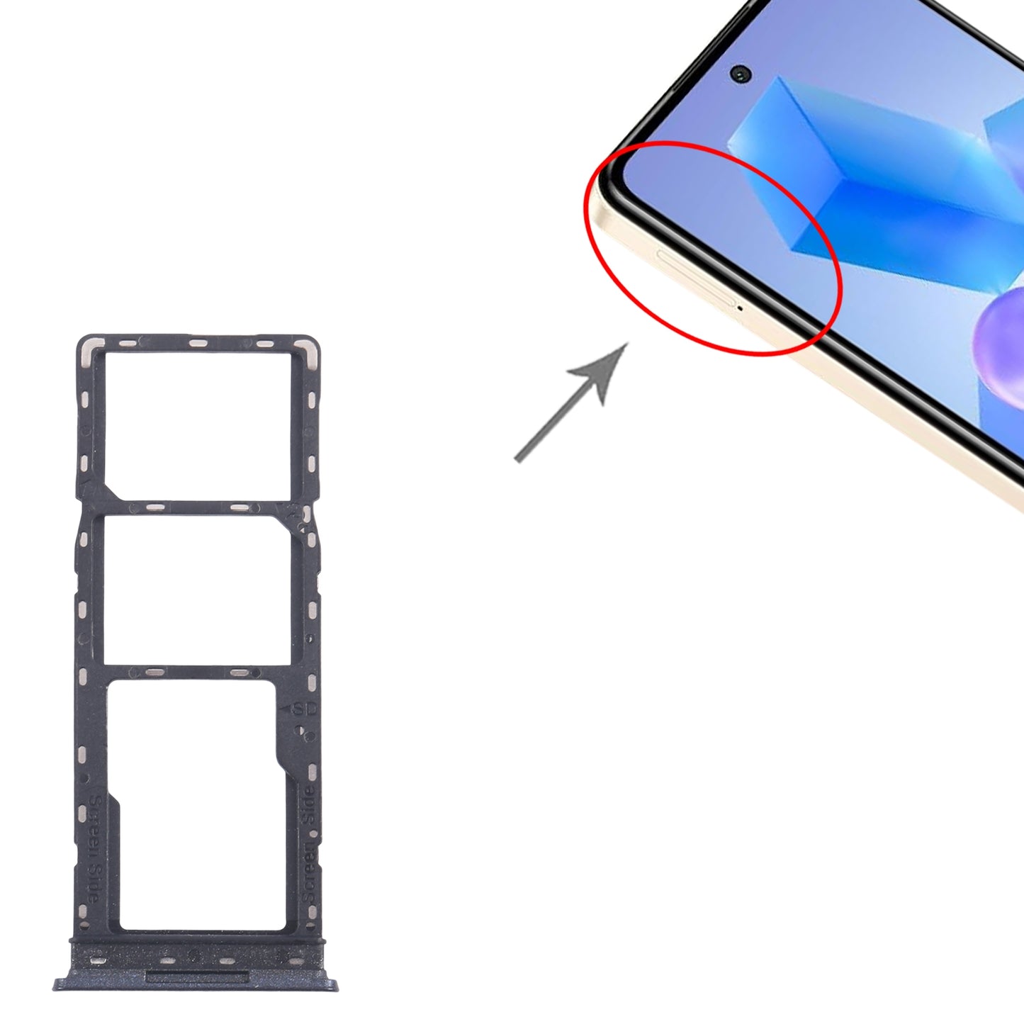 For Infinix Smart 8 India 5pcs SIM Card Tray + SIM Card Tray + Micro SD Card Tray (Black)