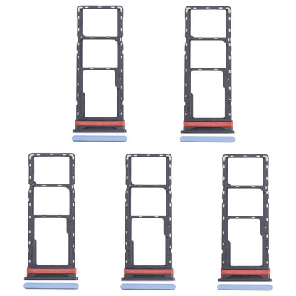 For Infinix Hot 40i X6528B 5pcs SIM Card Tray + SIM Card Tray + Micro SD Card Tray (Blue)