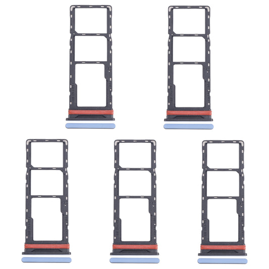 For Infinix Hot 40i X6528B 5pcs SIM Card Tray + SIM Card Tray + Micro SD Card Tray (Blue)
