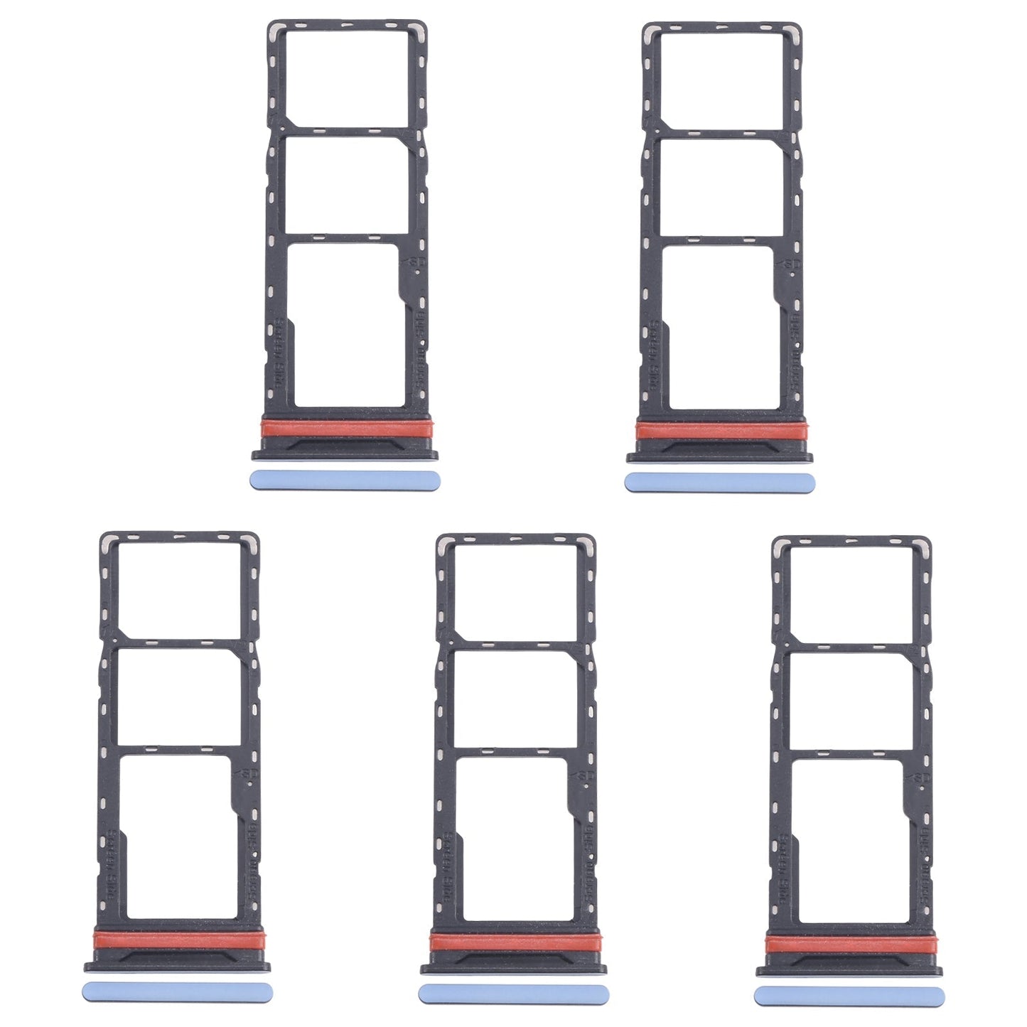 For Infinix Hot 40i X6528B 5pcs SIM Card Tray + SIM Card Tray + Micro SD Card Tray (Blue)