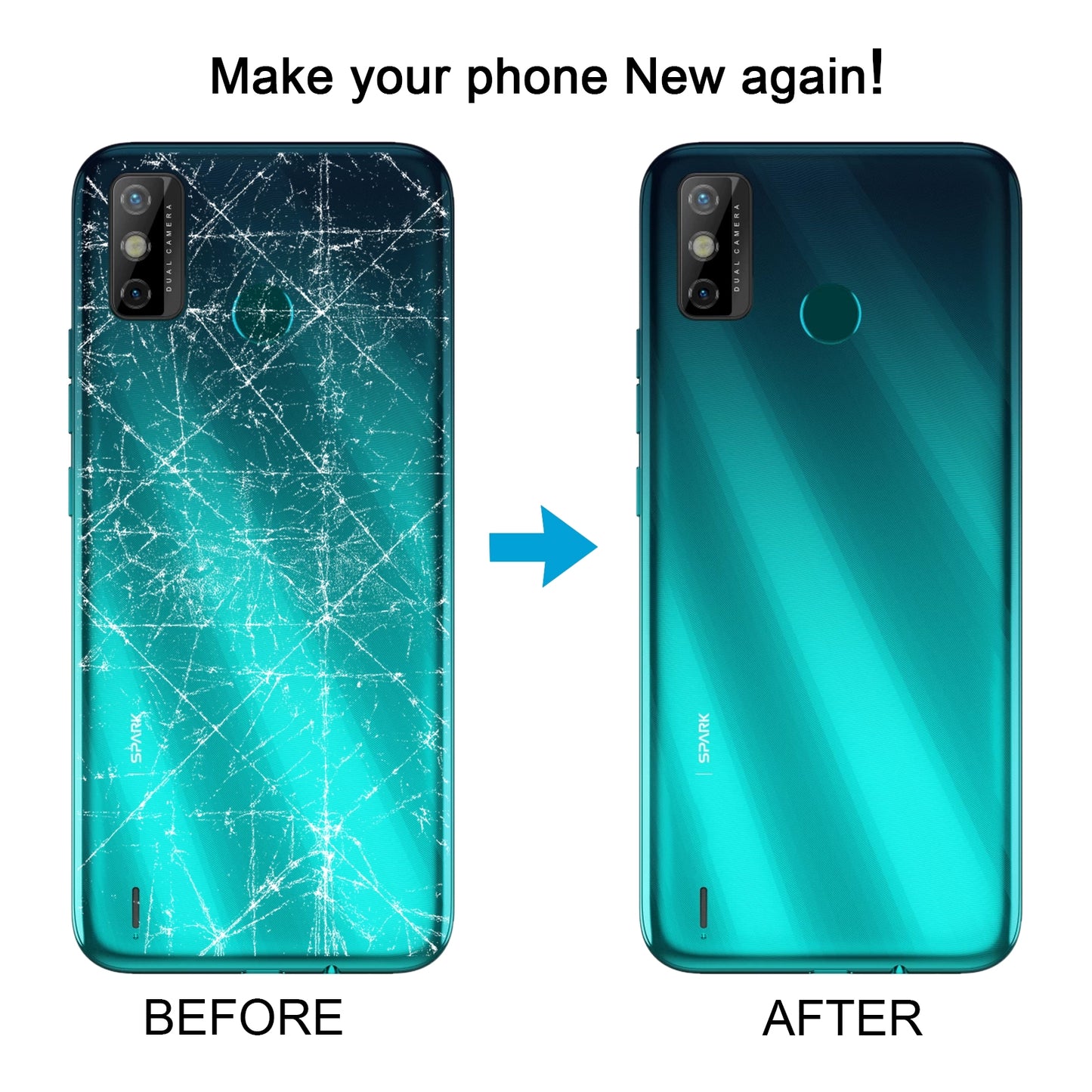 For Tecno Spark 6 Go Original Battery Back Cover(Blue)
