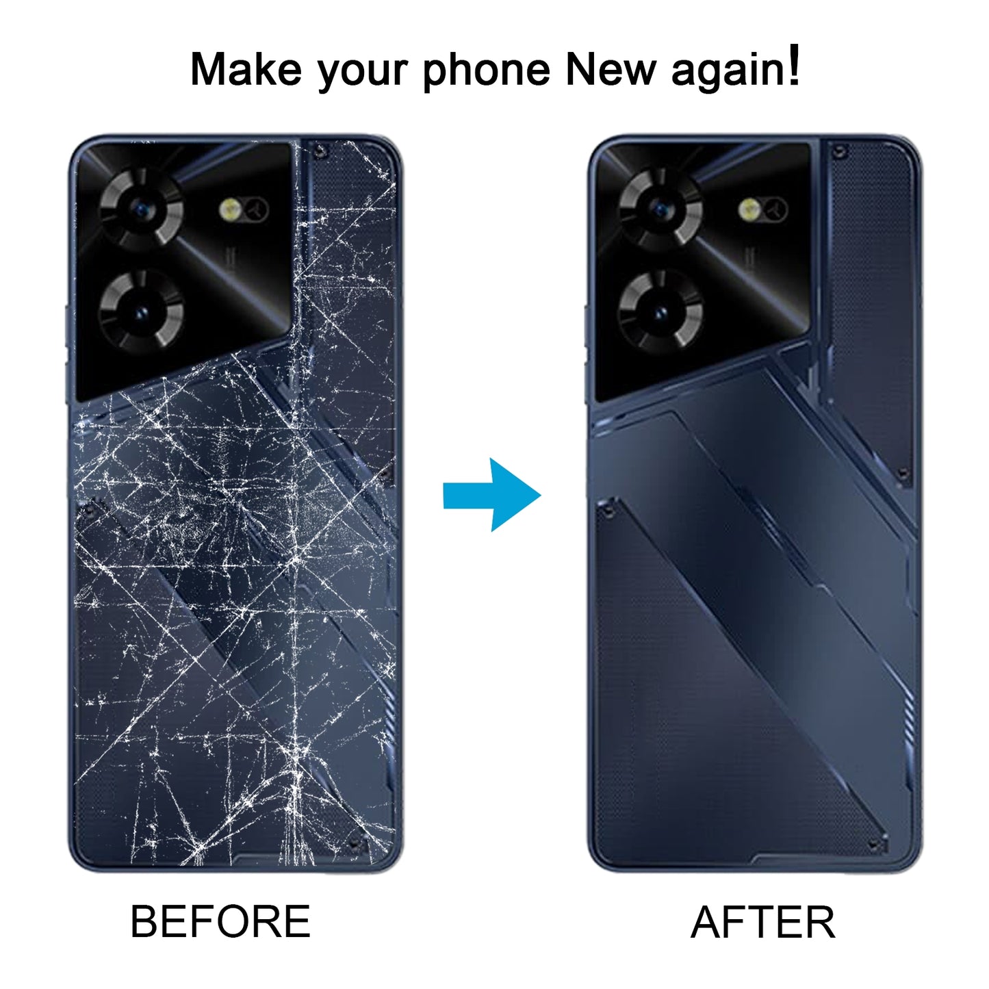 For Tecno Pova 5 4G Original Battery Back Cover(Blue)