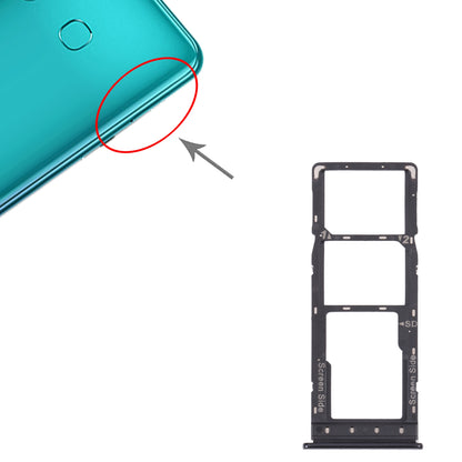 For Infinix Hot 9 Pro SIM Card Tray + SIM Card Tray + Micro SD Card Tray (Black)