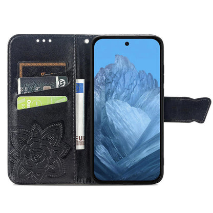 For Google Pixel 11 Pro XL Butterfly Love Flower Embossed Leather Phone Case(Black)