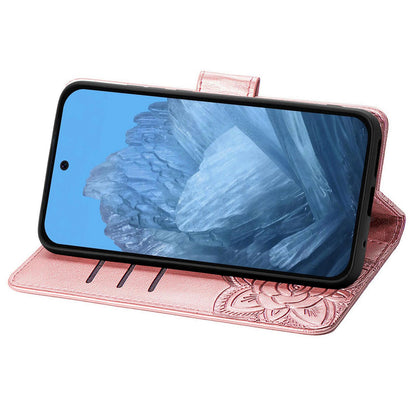 For Google Pixel 11 Pro XL Butterfly Love Flower Embossed Leather Phone Case(Rose Gold)