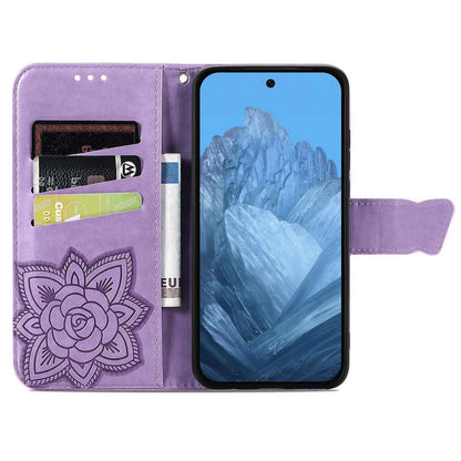 For Google Pixel 11 Pro XL Butterfly Love Flower Embossed Leather Phone Case(Light Purple)