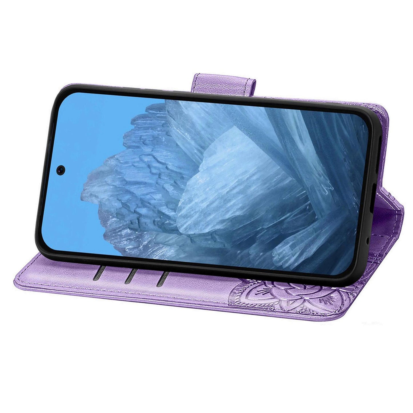 For Google Pixel 11 Pro XL Butterfly Love Flower Embossed Leather Phone Case(Light Purple)