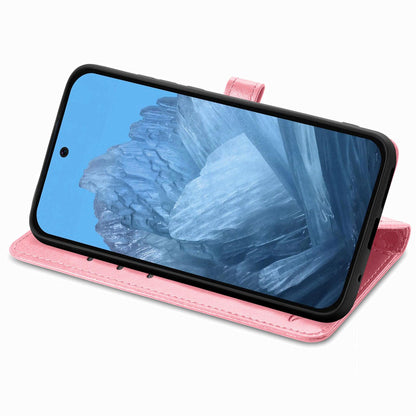 For Google Pixel 11 Pro XL Cat and Dog Embossed Leather Phone Case(Pink)