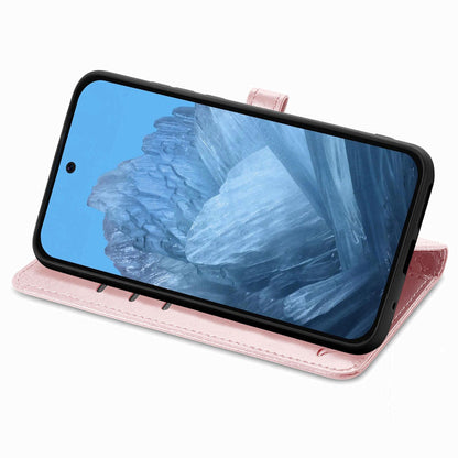 For Google Pixel 11 Pro XL Cat and Dog Embossed Leather Phone Case(Rose Gold)