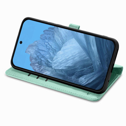 For Google Pixel 11 Pro XL Cat and Dog Embossed Leather Phone Case(Green)