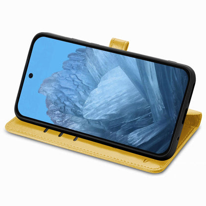 For Google Pixel 11 Pro XL Cat and Dog Embossed Leather Phone Case(Yellow)
