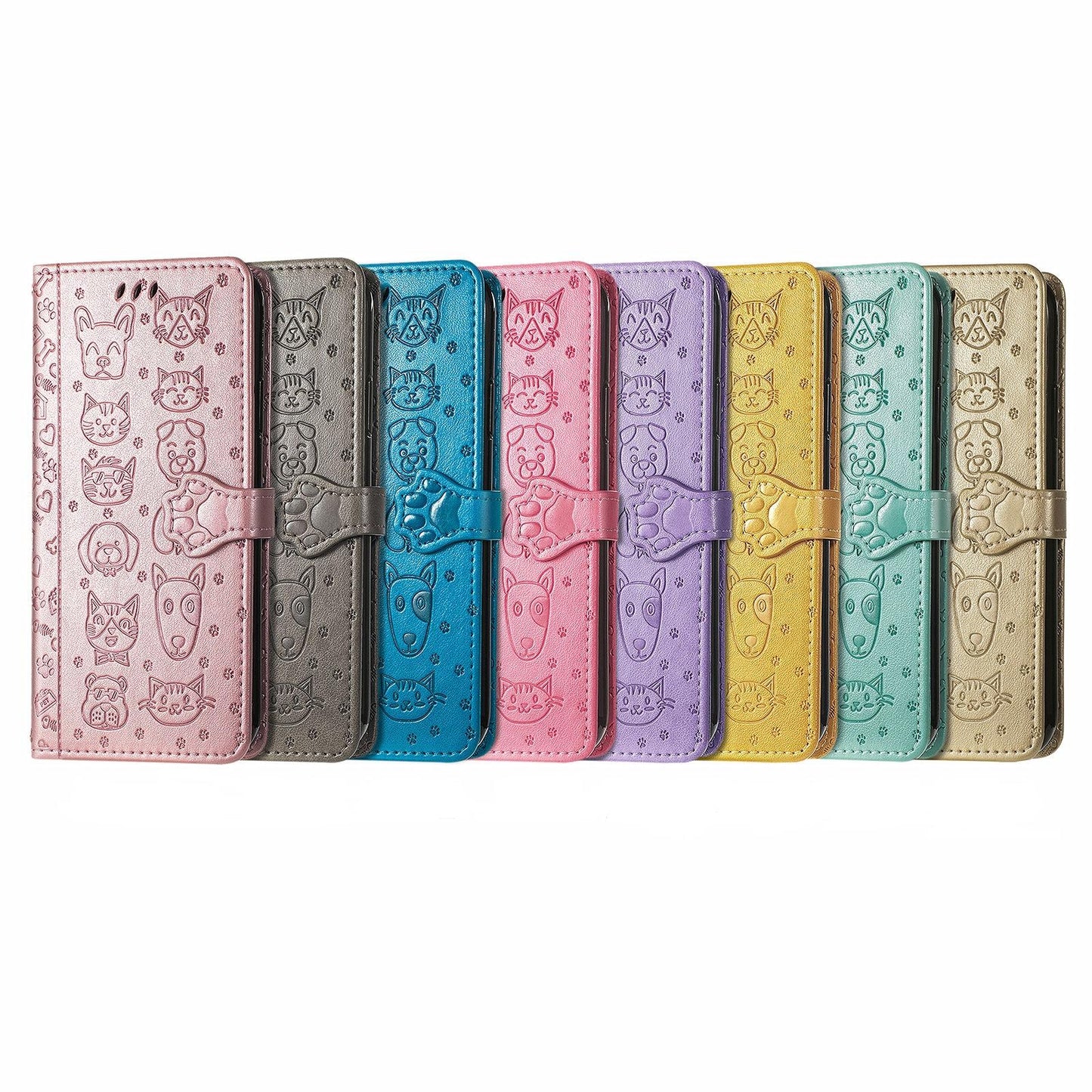 For Google Pixel 11 Pro XL Cat and Dog Embossed Leather Phone Case(Green)