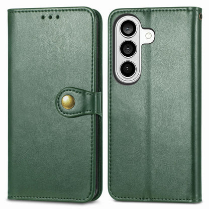 For Galaxy S26 FE 5G Retro Solid Color Buckle Leather Phone Case - Green - SYA002206414B