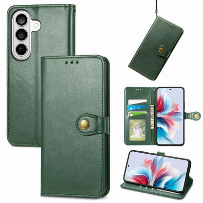 For Galaxy S26 FE 5G Retro Solid Color Buckle Leather Phone Case - Green - SYA002206414B
